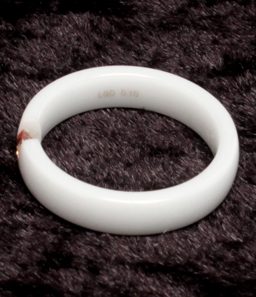 美品 QVC リング 指輪 セラミック ラボグロウンピンクダイヤ 0.1ct レディース SIZE 9号