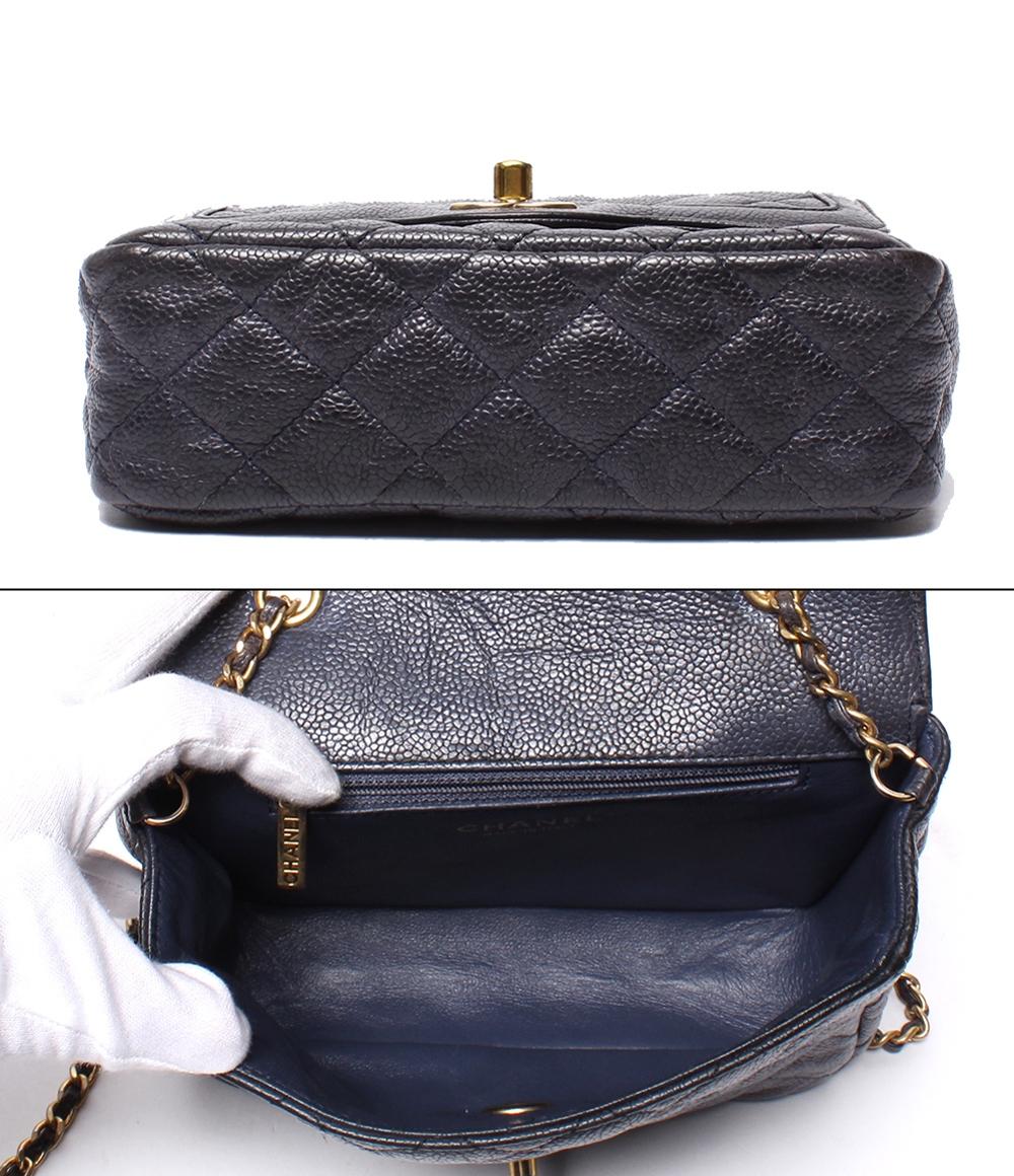 CHANEL チェーンショルダーバッグ シングルチェーン シングルフラップ ミニマトラッセ キャビアスキン 21番台 レディース シャネル