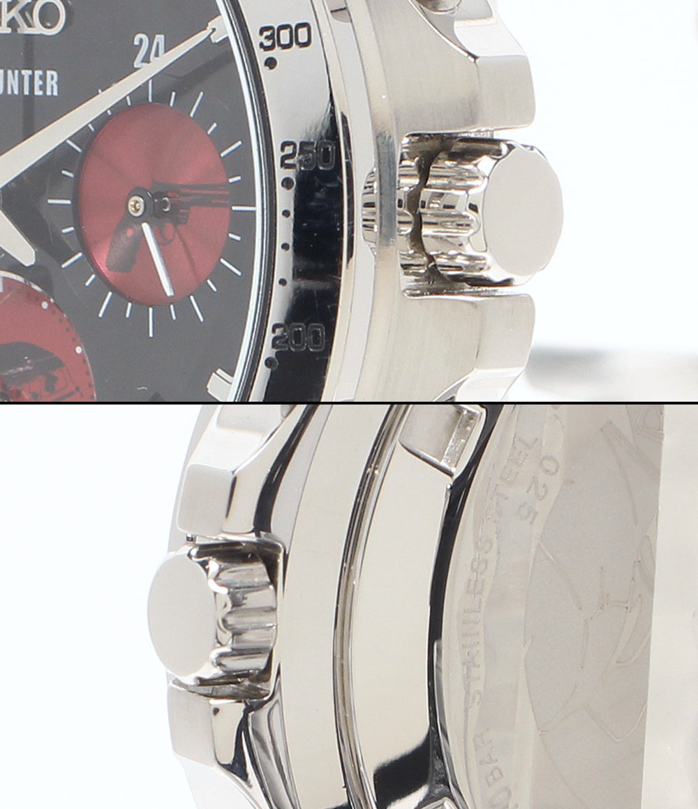 SEIKO 腕時計×シティハンター クオーツ ブラック 8T63-02P0 メンズ セイコー