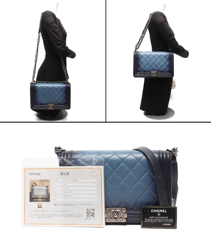 CHANEL チェーンショルダーバッグ 肩掛け シルバー金具 シングルフラップ ボーイシャネル 25 A67086 レディース シャネル
