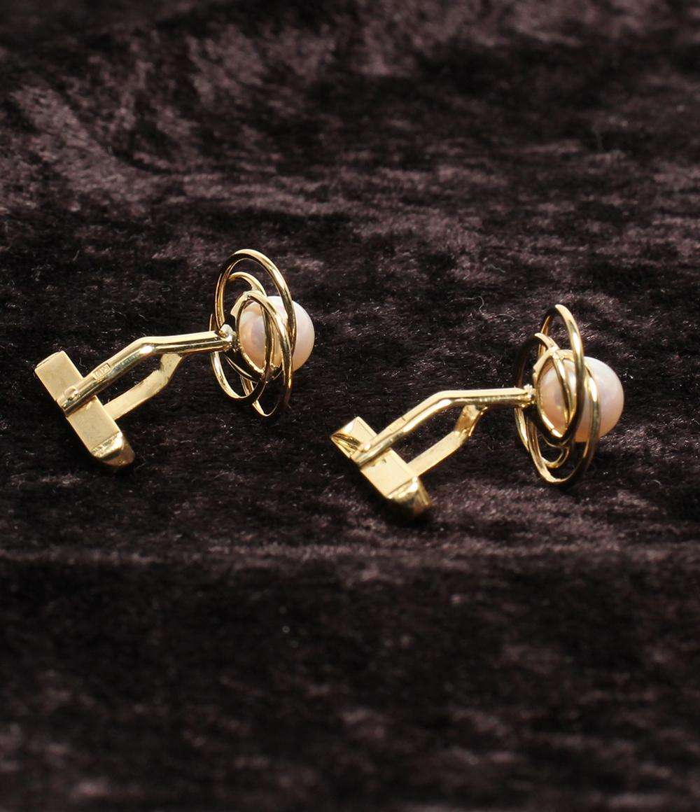 美品 タイピン カフス K18 パール 2点セット メンズ