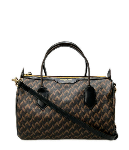 美品 Roberta Pieri ミニボストンバッグ ショルダーバッグ 2WAY 斜め掛け タタミ柄 レディース ロベルタピエリ