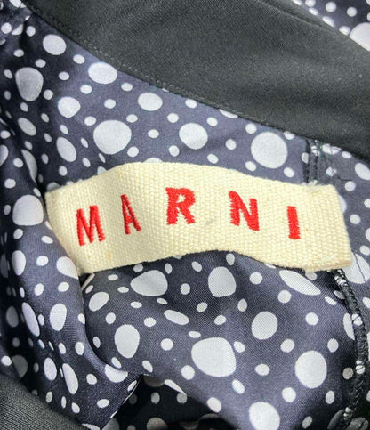 美品 マルニ シルクドット柄バルーンスリーブ七分袖ロングワンピース レディース SIZE 40 (M) MARNI