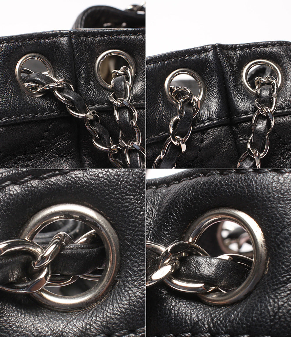 CHANEL チェーンショルダーバッグ 肩掛け シルバー金具 マトラッセ 巾着 10番台 レディース シャネル
