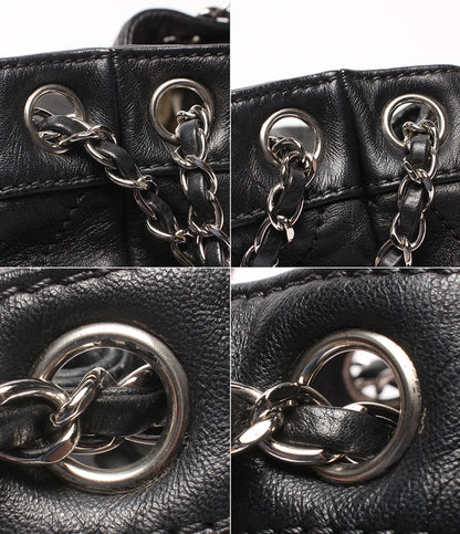 CHANEL チェーンショルダーバッグ 肩掛け シルバー金具 マトラッセ 巾着 10番台 レディース シャネル