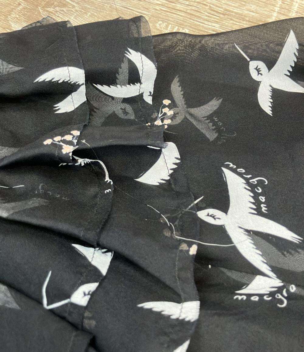 macgraw 半袖ブラウス フリル 透け感 シフォン フェミニン Migration Bird Print Blouse レディース SIZE aus14 (XL) マックグロー