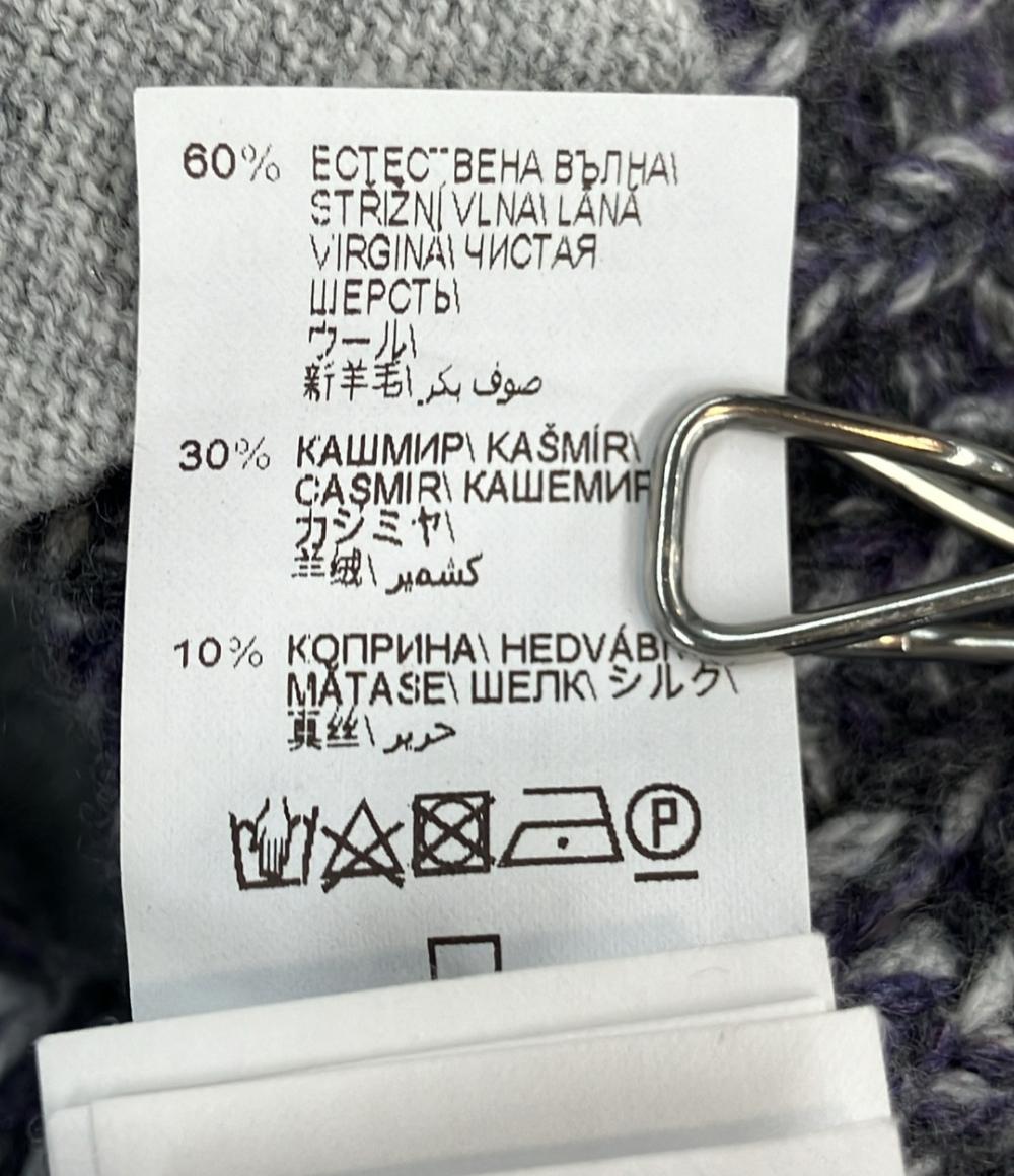 Brunello Cucinelli ニットカーディガン ショールカラー ミックスグレー パープル カシミア 100% メンズ SIZE 44 (S) ブルネロクチネリ