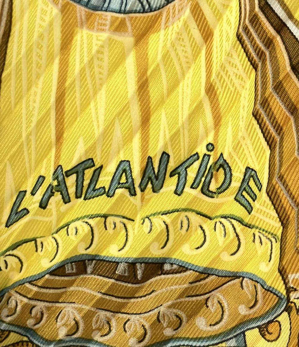美品 エルメス プリーツスカーフ シルク100% アトランティス大陸 L‘ATLANTIDE レディース HERMES