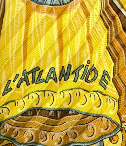 美品 エルメス プリーツスカーフ シルク100% アトランティス大陸 L‘ATLANTIDE レディース HERMES