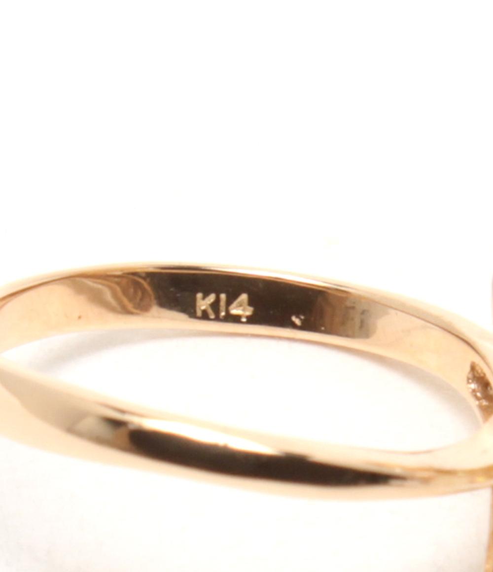 美品 リング 指輪 K14 パール ダイヤ レディース SIZE 7号