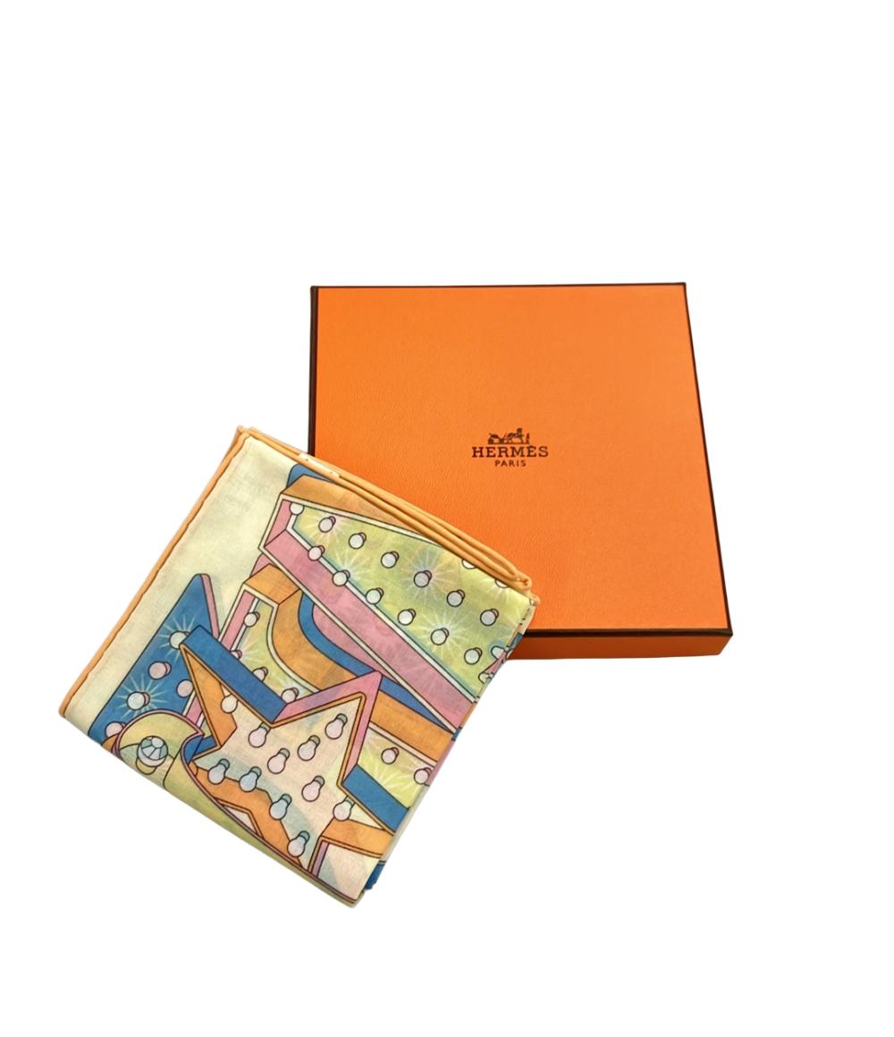 美品 HERMES ハンカチーフ カレ45 ガブロッシュ エレクトリック