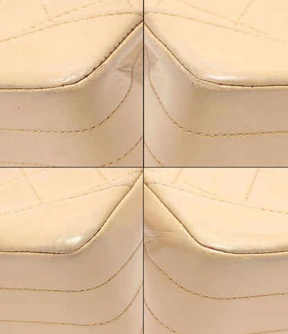 CHANEL チェーンショルダーバッグ 肩掛け ゴールド金具 ダブルチェーン シングルフラップ ラムスキン 1番台 レディース シャネル