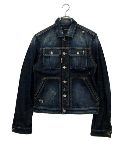 DSQUARED2 デニムジャケット ダメージ ほつれ ペイント加工 インポート S71AM0500 S30144 メンズ SIZE 48 (L) ディースクエアード