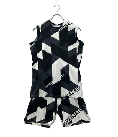 1PIU1UGUALE3 RELAX 総柄ラッシュガード ノースリーブ ハーフパンツ セットアップ メンズ SIZE S ウノピゥウノウグァーレトレ