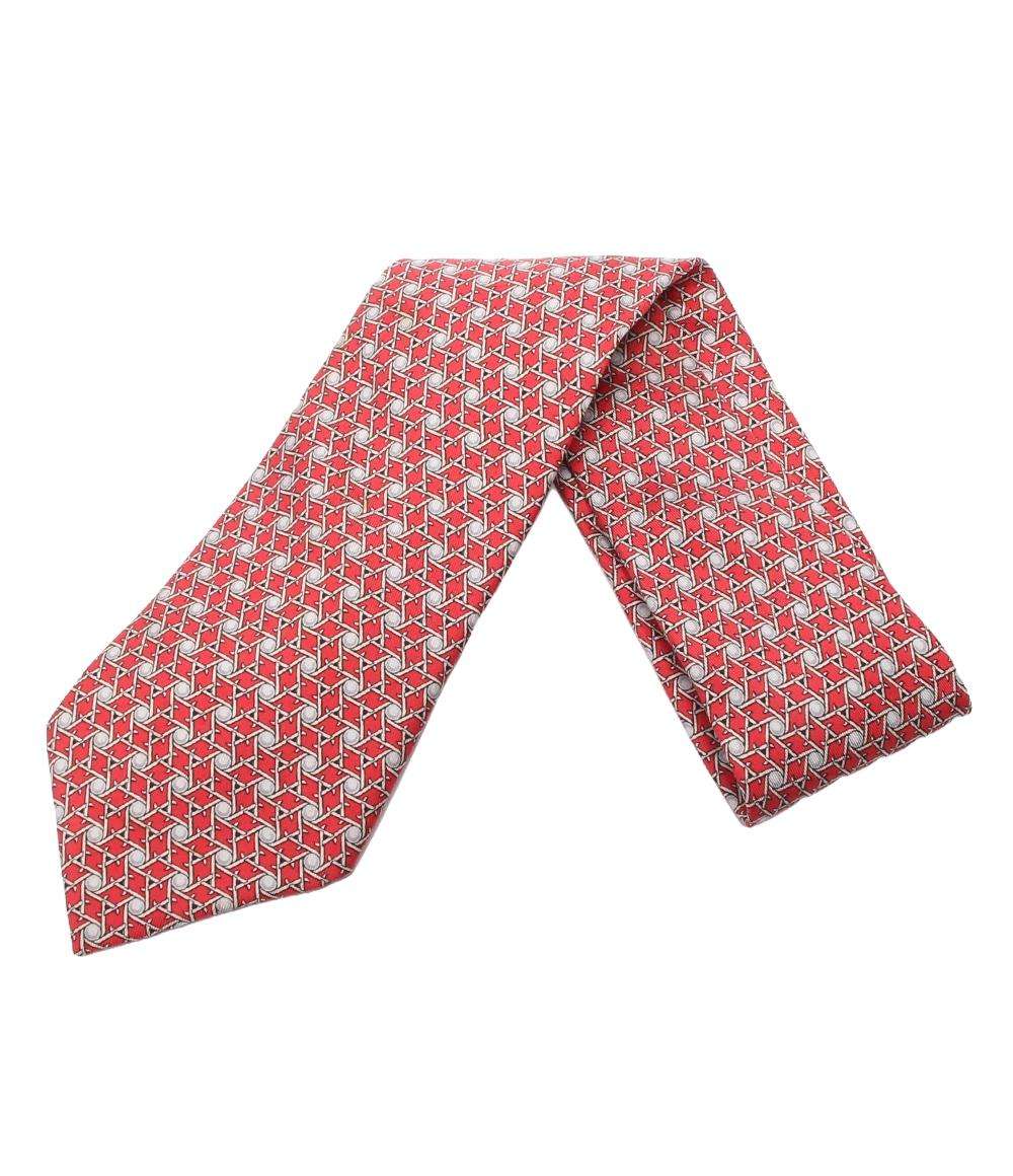 美品 エルメス ネクタイ シルク100％ 総柄 メンズ HERMES