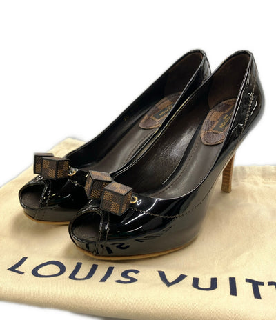 美品 LOUIS VUITTON ダミエ オープントゥエナメルパンプス SC 0181 レディース SIZE 36 1/2 ルイ・ヴィトン