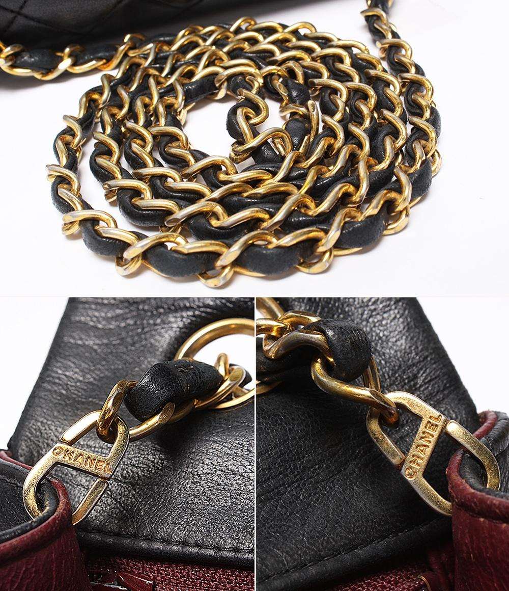 CHANEL チェーンショルダーバッグ ゴールド金具 シングルチェーン シングルフラップ ラムスキン 2番台 マトラッセ20 レディース シャネル