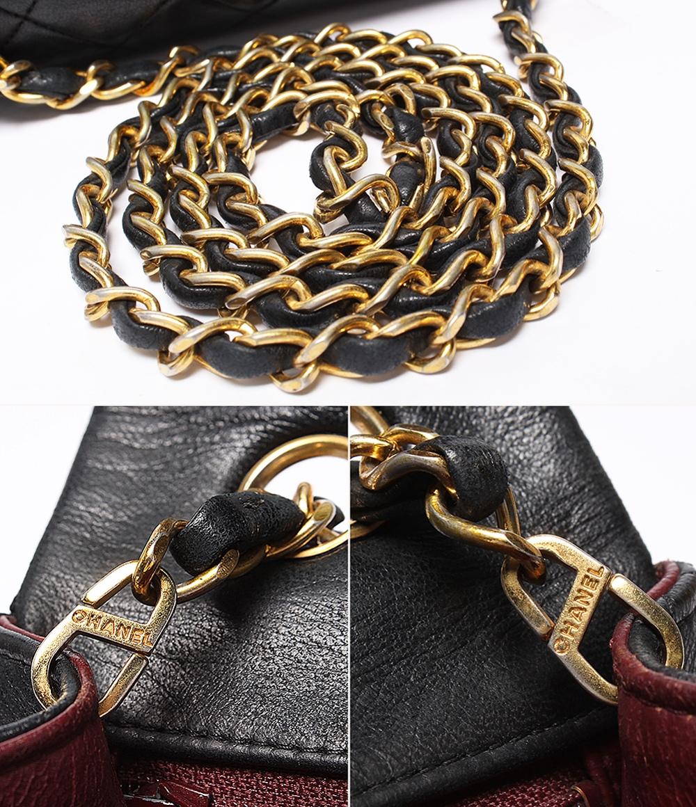 CHANEL チェーンショルダーバッグ ゴールド金具 シングルチェーン シングルフラップ ラムスキン 2番台 マトラッセ20 レディース シャネル