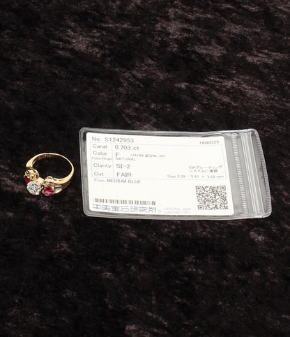 美品 リング 指輪 K18 ダイヤ 0.703ct ルビー レディース