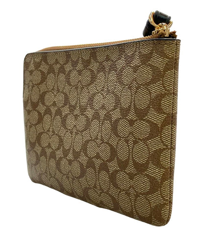美品 COACH ポーチ コーナー ジップ リストレット キャンバス レザー マイクロシグネチャー CJ792 レディース コーチ
