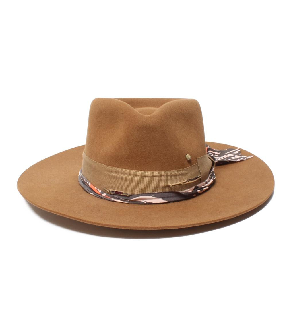 美品 SUPERDUPER ラビットファーフェルトハット ダメージ加工 レディース メンズ SIZE 59 スーパードゥ―パー