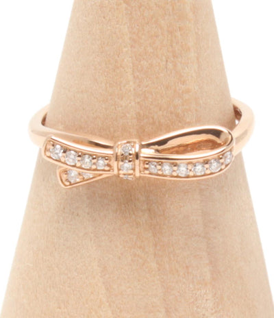 美品 リング 指輪 K18 ダイヤ リボンモチーフ レディース SIZE 10号