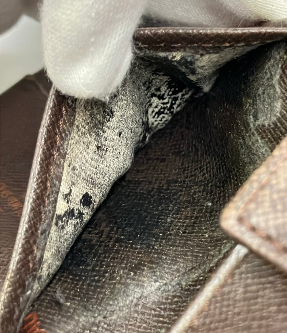 訳あり LOUIS VUITTON 二つ折り財布 ポルトフォイユ マルコ ダミエ エベヌ N61675 メンズ ルイ・ヴィトン