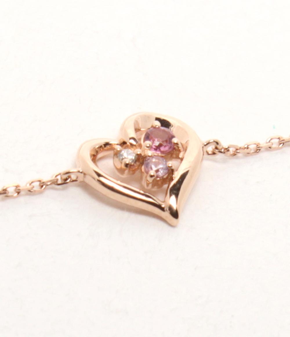 美品 4℃ ブレスレット K10 ハートモチーフ ピンクトルマリン レディース ヨンドシー