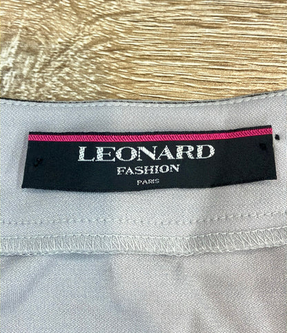 LEONARD 半袖ワンピース 花柄 トリム Vネック 0130553 レディース SIZE M レオナール