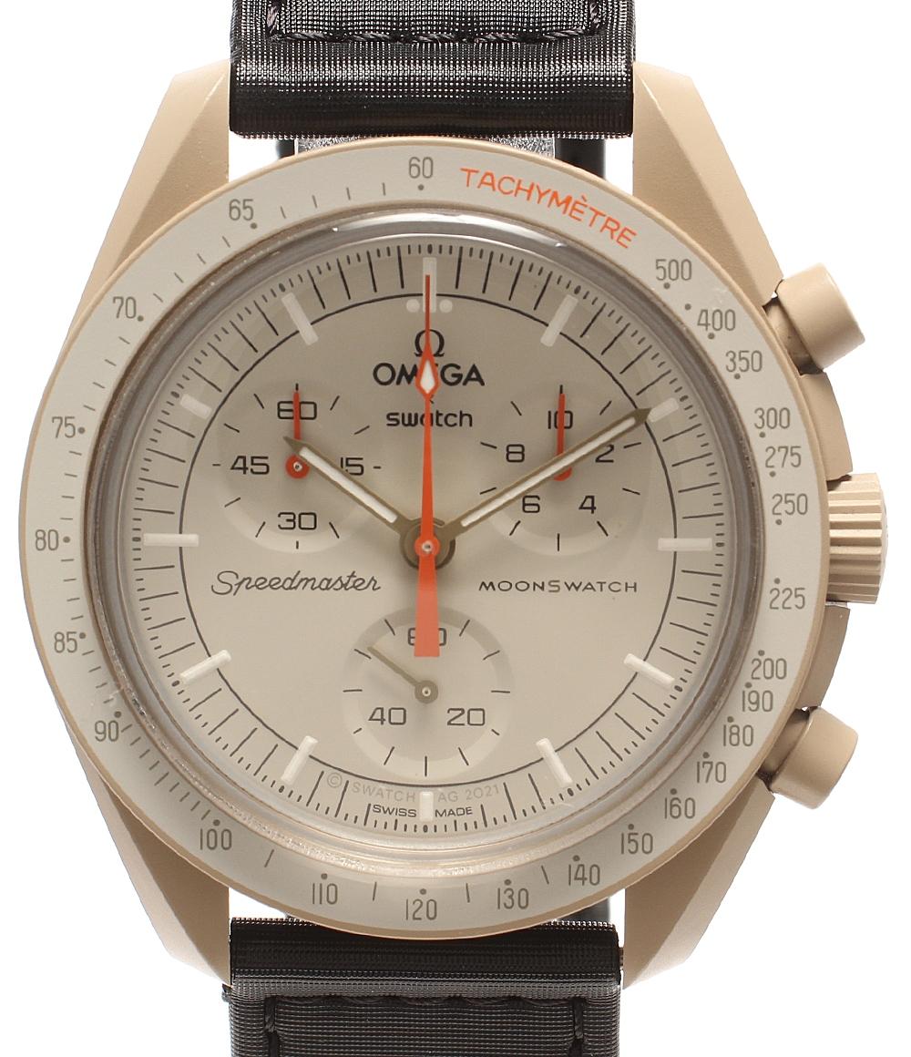 美品 Swatch OMEGA 腕時計 スピードマスター クオーツ S033C100 ユニセックス スウォッチ オメガ