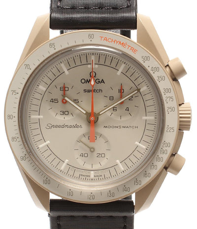 美品 Swatch OMEGA 腕時計 スピードマスター クオーツ S033C100 ユニセックス スウォッチ オメガ