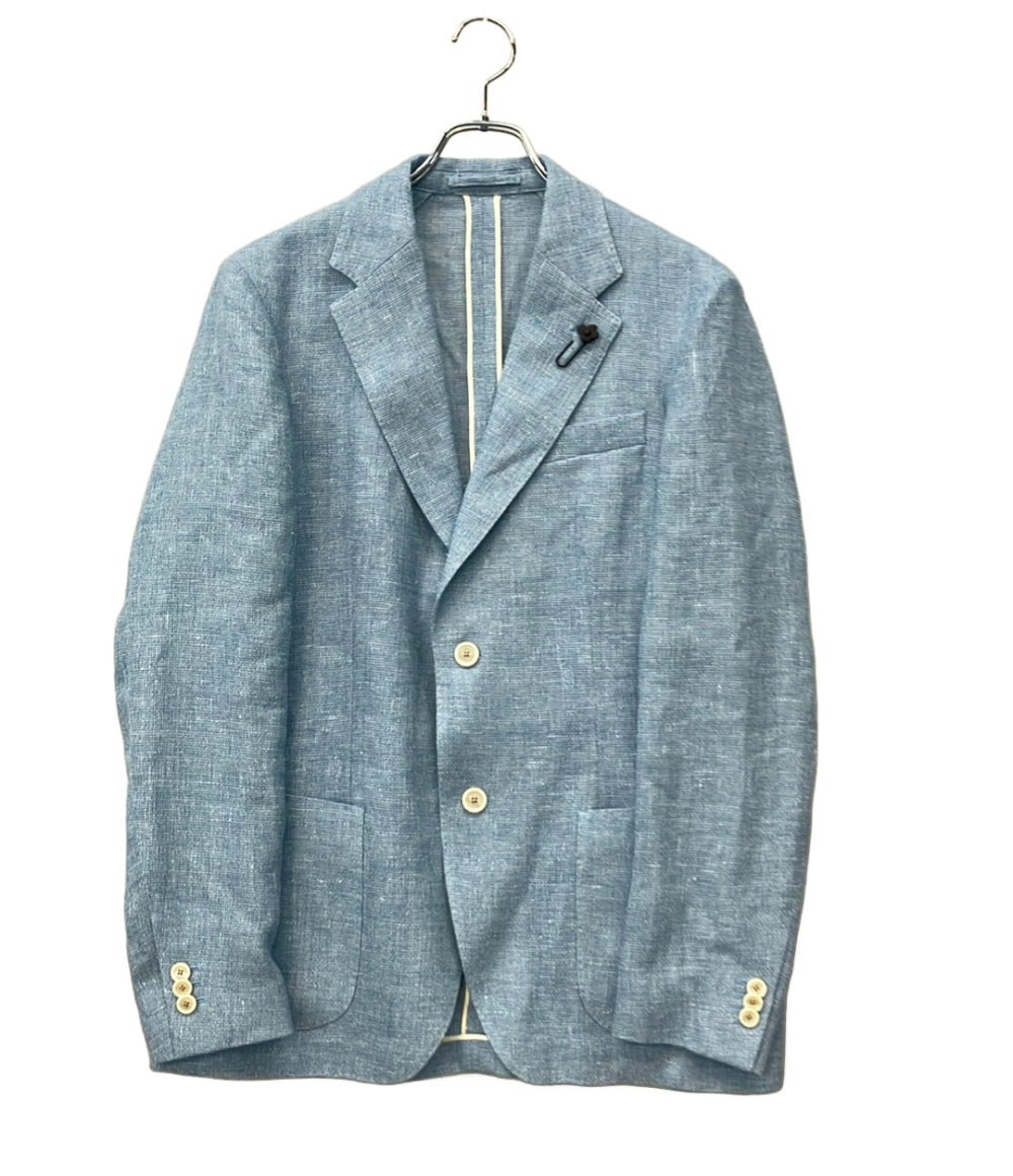 美品 LARDINI テーラードジャケット タグ ブートニエール付き リネンウールバスケットクロス ES6202 メンズ SIZE 48 (L) ラルディーニ
