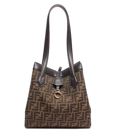 フェンディ ショルダーバッグ 巾着型 ゴールド金具 Fendi Origami ミディアム FFモチーフ ジャカードファブリック ズッカ 8BH414AFPMF1GL7 レディース