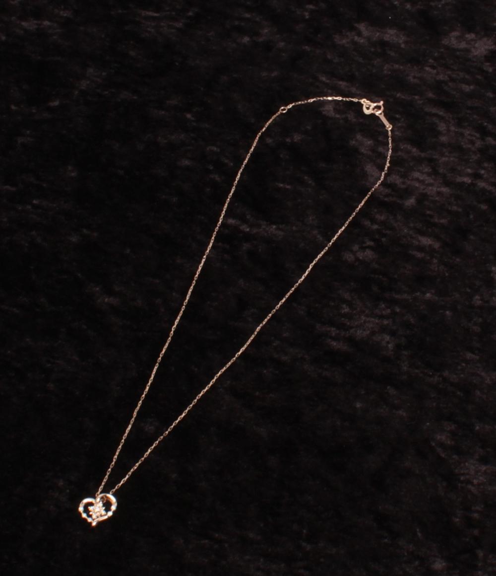 美品 ヨンドシー ネックレス K10 ダイヤ ハートモチーフ 2014 レディース 4℃