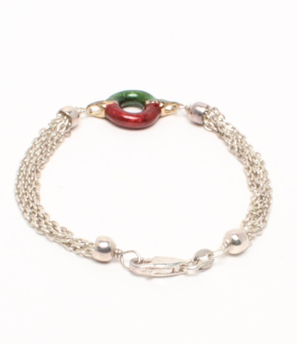 4連ネックレス ブレスレット SV925 七宝 エマイユ 2点セット レディース