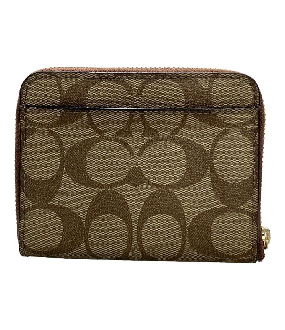 COACH ラウンドファスナー二つ折り財布 PVC キャンバス レザー F30308 レディース コーチ