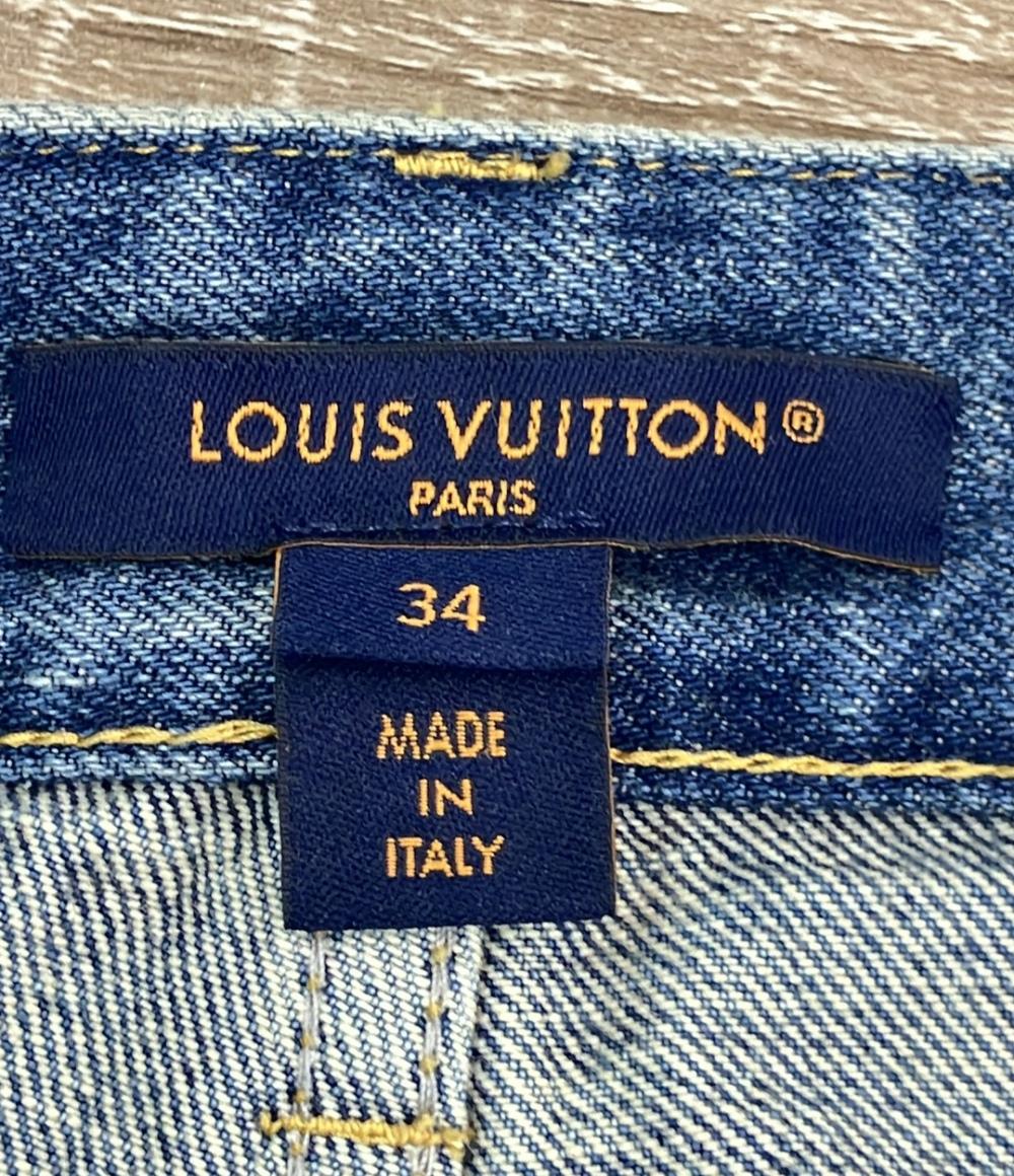 LOUIS VUITTON デニムパンツ モノグラム レザー パッチ RW241WW GM1 FQPA41 レディース SIZE 34 (S) ルイ・ヴィトン