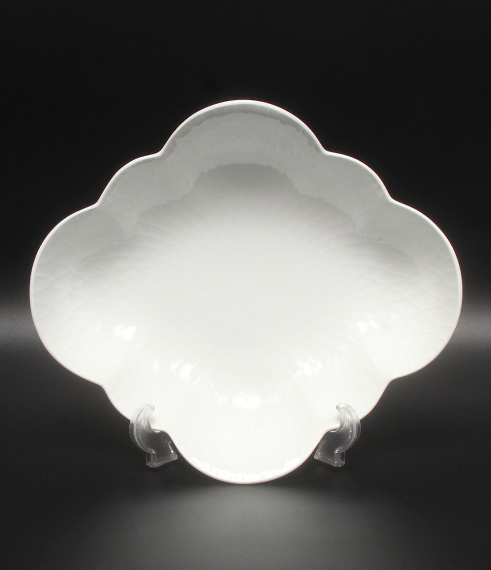 美品 Royal Copenhagen フラワーボウル 皿 26cm ホワイトパルメッテ ロイヤルコペンハーゲン