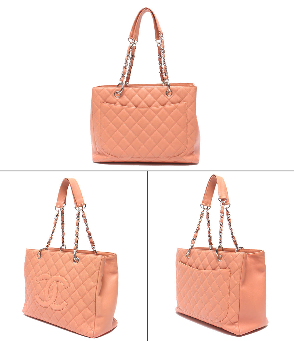 CHANEL チェーントートバッグ ショルダーバッグ 肩掛け シルバー金具 マトラッセ キャビアスキン 12番台 レディース シャネル