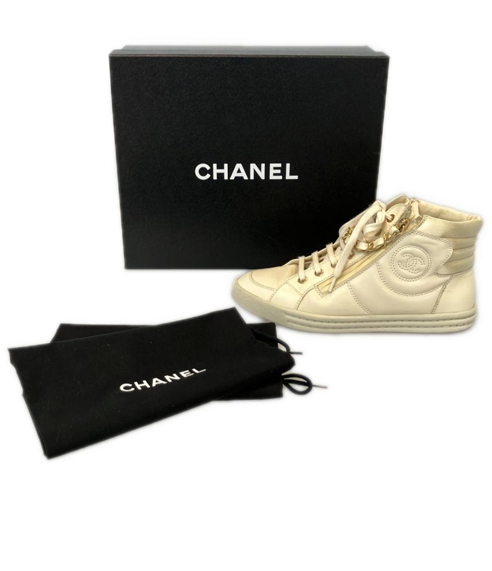 CHANEL ミドルカット レザー スニーカー ココマーク IG31316 レディース SIZE 37 (L) シャネル