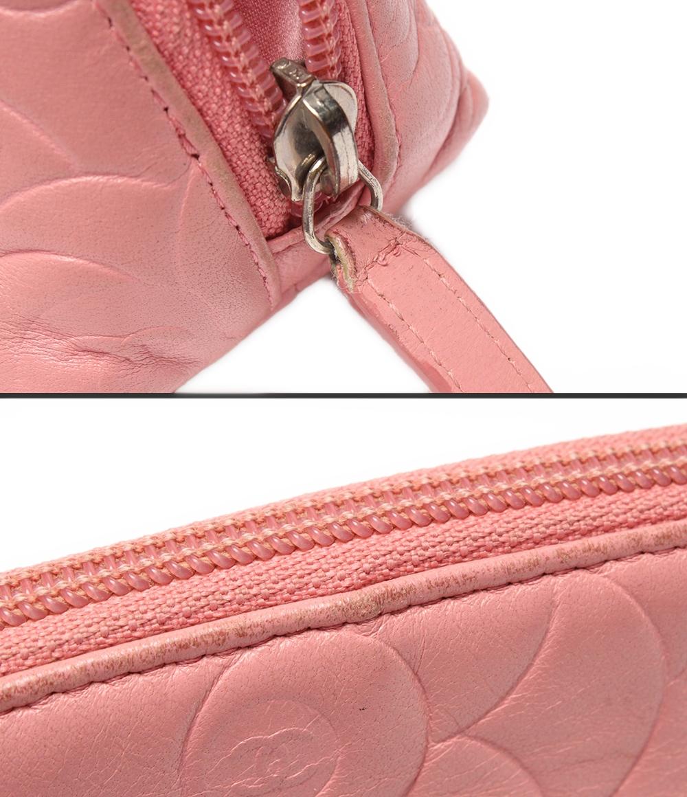 CHANEL ポーチ カメリア ラムスキン シルバー金具 レディース シャネル