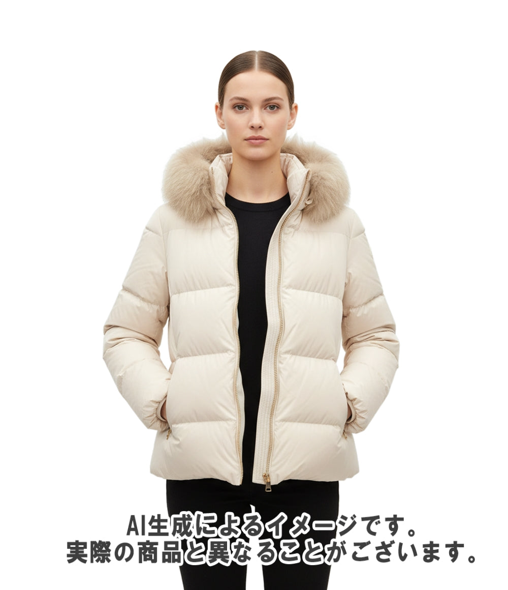 美品 MONCLER ダウンジャケット 24AW  ファー タグ付き インポート やぎ LAICHEFUR GIUBBOTTO J20931A00174  54AQE レディース SIZE 1 (S)
