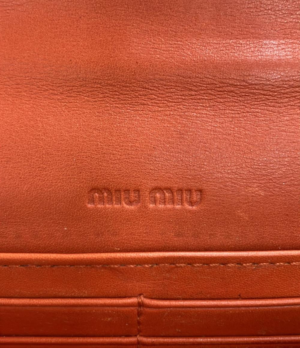 miumiu ミュウミュウ 長財布　オレンジ miu miu ミュウミュウ 長財布 エナメル レザー オレンジ リボン - メルカリ