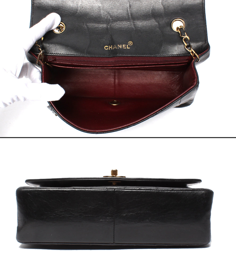 CHANEL チェーンショルダーバッグ ゴールド金具 シングルフラップ シングルチェーン ダイアナ 1番台 マトラッセ ラムスキン レディース シャネル