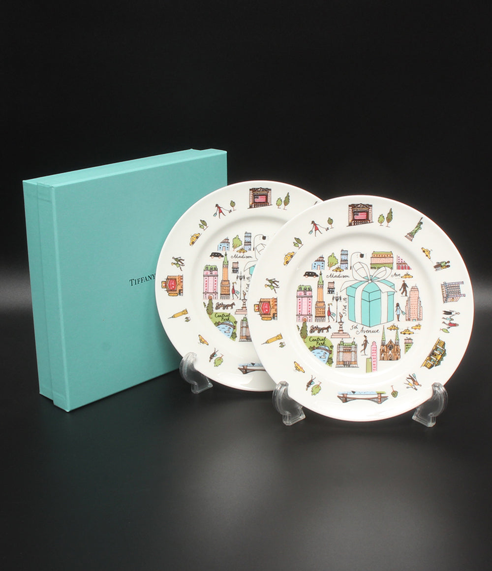 美品 TIFFANY&Co. プレート 皿 2点セット 18cm フローラル