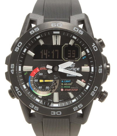 美品 CASIO 腕時計 エディフィス EDIFICE クオーツ ブラック ECB-40 メンズ カシオ