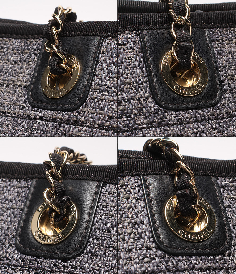 CHANEL チェーントートバッグ ショルダーバッグ 肩掛け ゴールド金具 ドゥ―ヴィルMM レディース シャネル
