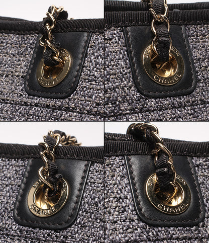 CHANEL チェーントートバッグ ショルダーバッグ 肩掛け ゴールド金具 ドゥ―ヴィルMM レディース シャネル