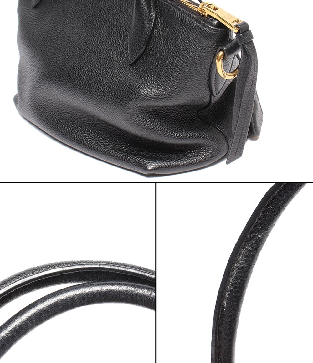 12万プラダ黒レザー多用２Way斜め掛けショルダーボディー肩掛けバッグ外ポケ美品 PRADA 2WAYハンドバッグ ショルダーバッグ 斜め掛け 肩掛け 1BA111