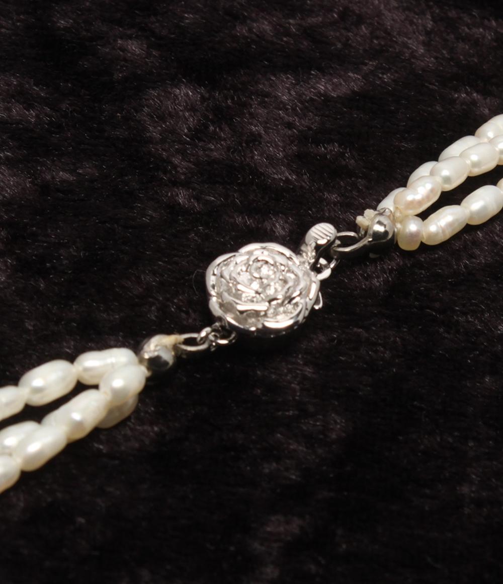 美品 3連ネックレス SV 淡水パール レディース